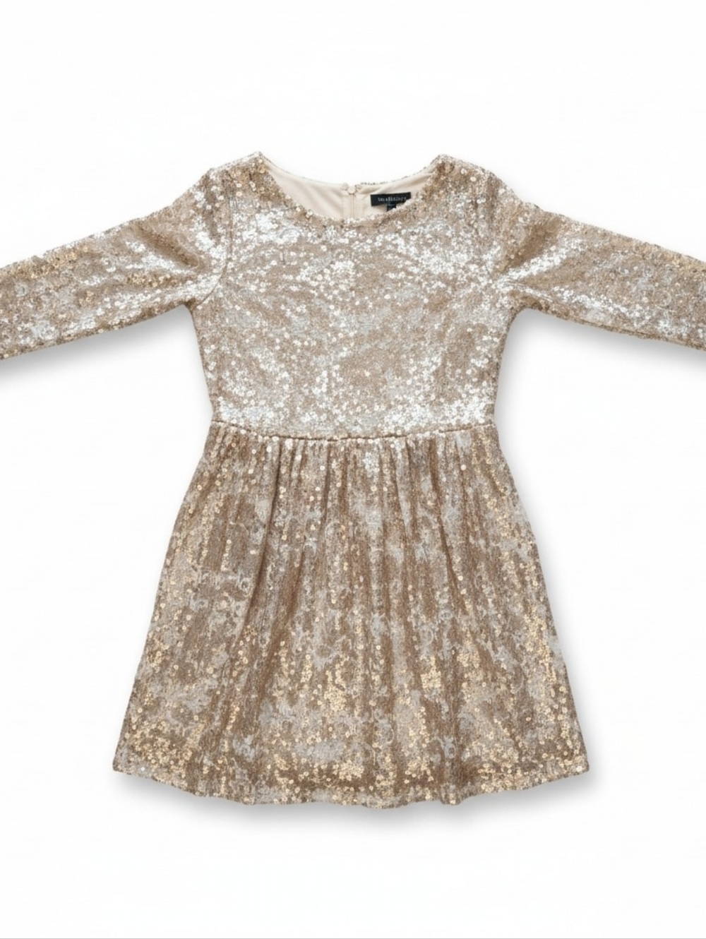 NEW! Gianni Bini Sequin Fit-and-Flare Party Dress in Champagne - Picture 4 of 7